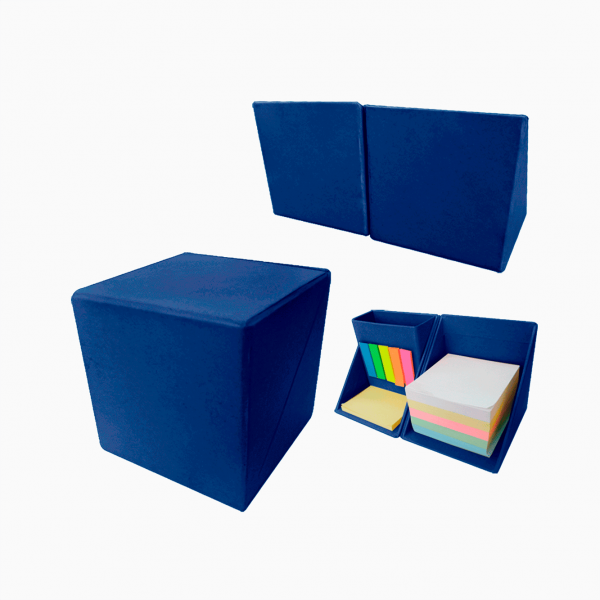 Post it de colores con caja azul